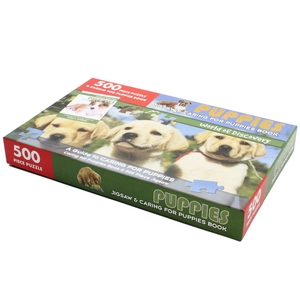 Bìa sách 5000 piece puzzle & caring for puppies book: puppies
