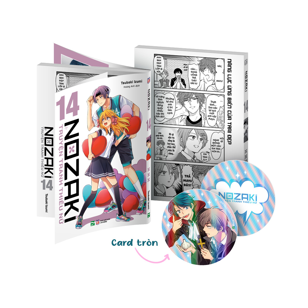 Bộ Bộ Manga - Nozaki & Truyện Tranh Thiếu Nữ: Tập 14 + Tập 15 (Bộ 2 Tập) - Bản Sưu Tầm - Tặng Kèm 2 Bìa Áo + 1 Standee Bập Bênh + 2 Clear Card + 1 Slider Card + 1 Set 2 Huy Hiệu + 2 Card Tròn - Ảnh 3