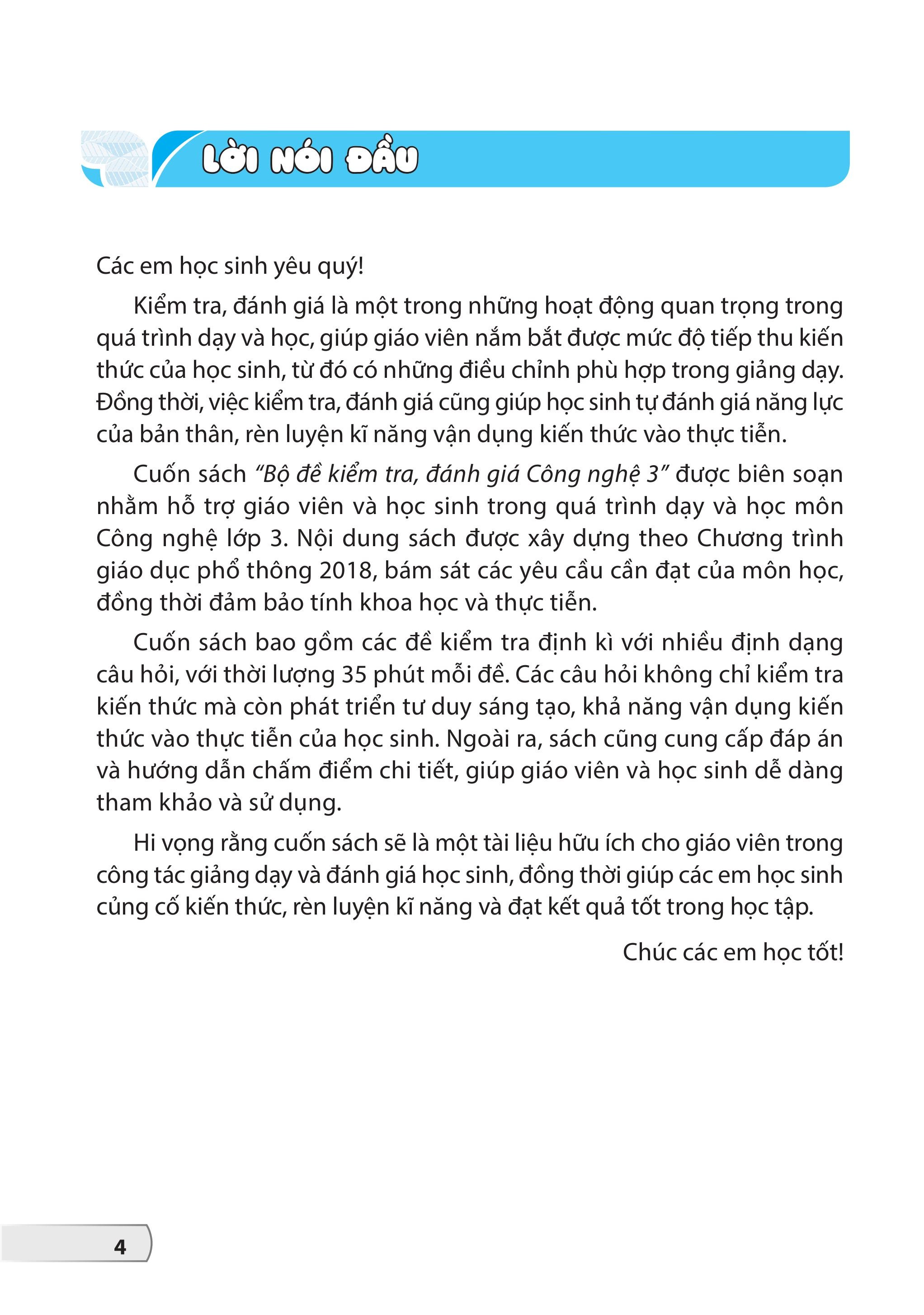 Bộ Đề Kiểm Tra, Đánh Giá Công Nghệ 3 - Ảnh 3