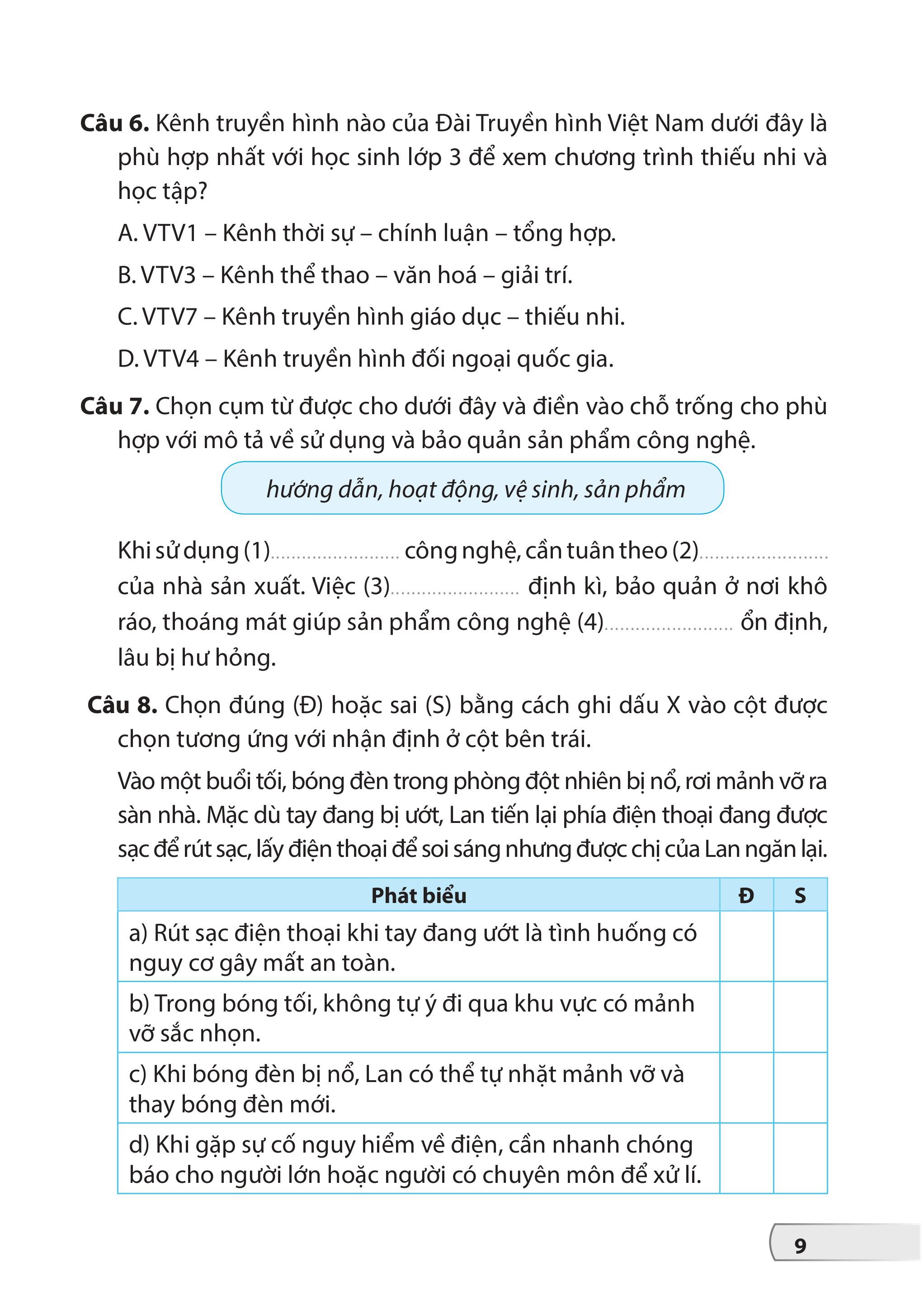 Bộ Đề Kiểm Tra, Đánh Giá Công Nghệ 3 - Ảnh 8
