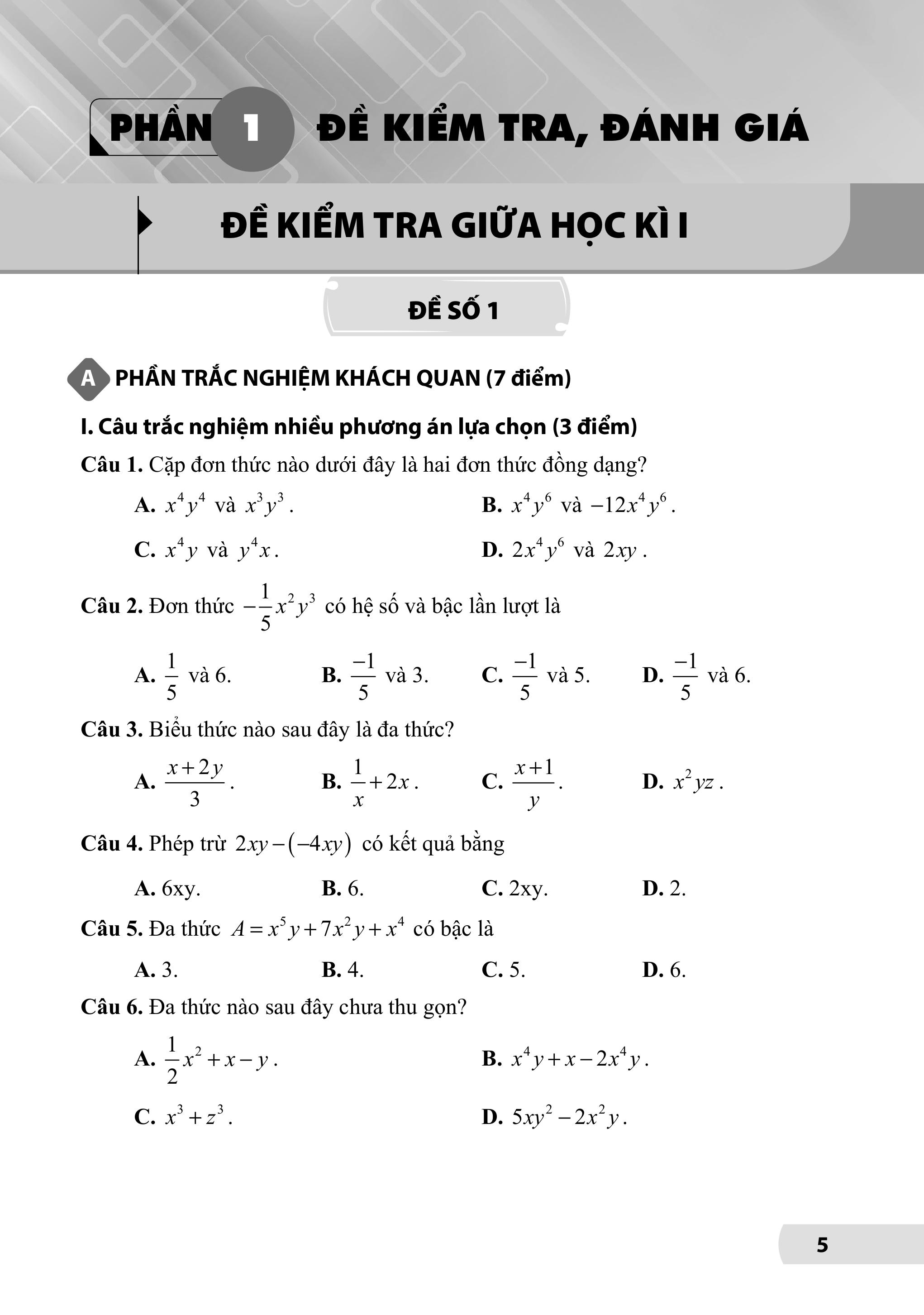 Bộ Đề Kiểm Tra, Đánh Giá Toán 8 - Ảnh 5