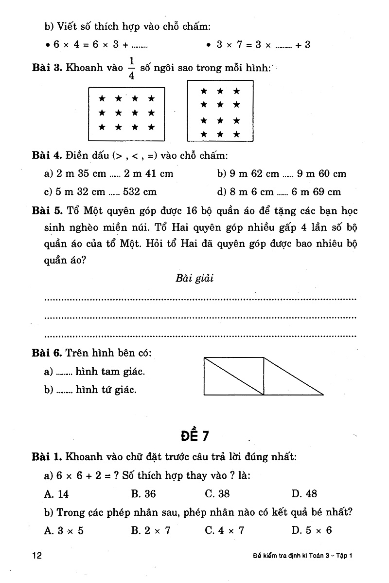 bộ đề kiểm tra định kì toán 3 - tập 1 - Ảnh 11