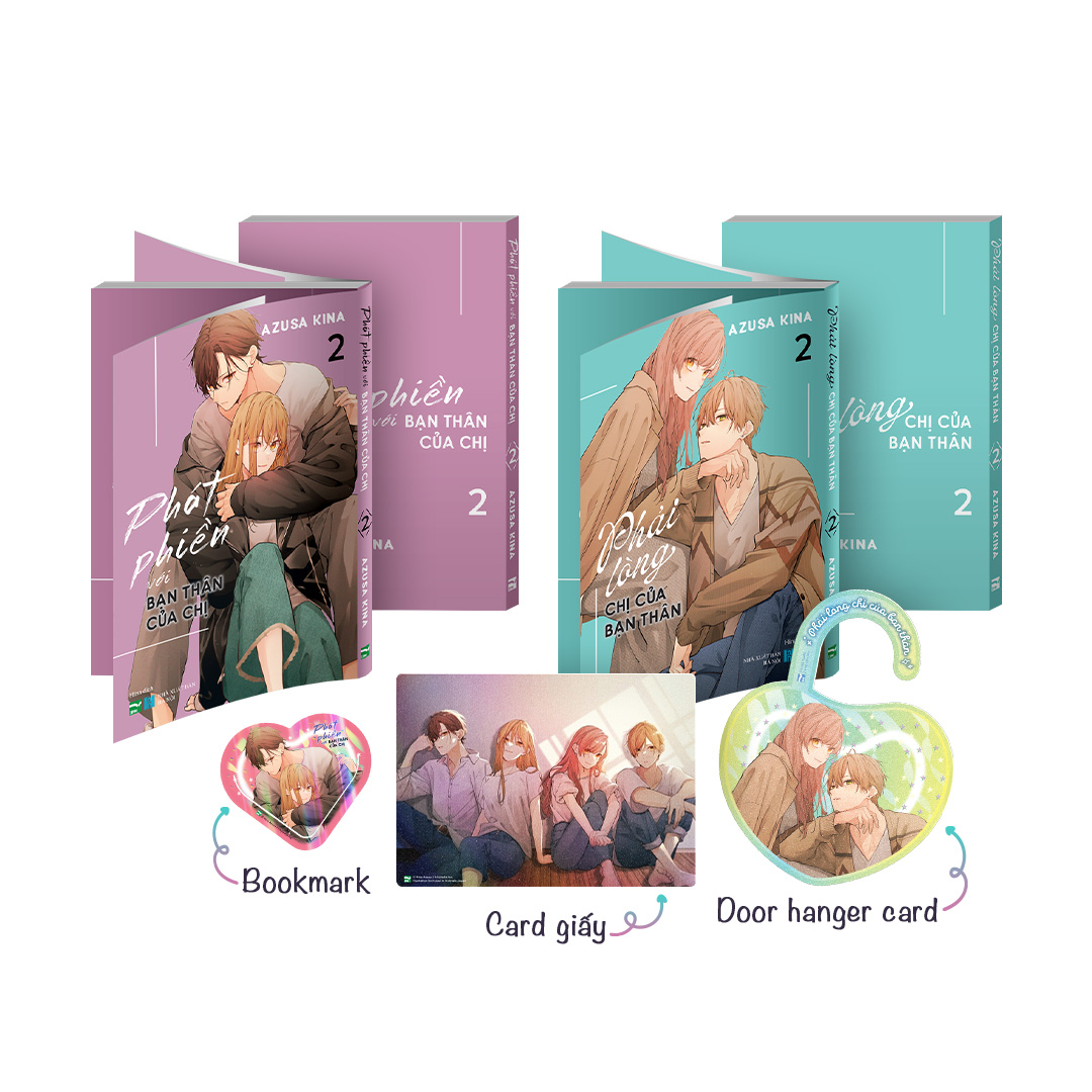 Bộ Manga - Phải Lòng Chị Của Bạn Thân - Tập 2 + Phát Phiền Với Bạn Thân Của Chị - Tập 2 (Bộ 2 Cuốn) - Bản Đặc Biệt - Tặng Kèm Door Hanger Card + Bookmark + Card Giấy - Ảnh 2