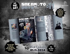 combo manga - sakamoto days - tập 11 - một đòn - bản thường + bản đặc biệt (bộ 2 cuốn) - tặng kèm sheet 5 standee đế gập + obi + huy hiệu + set 3 card đổi nền + standee lắp ghép - Ảnh 7