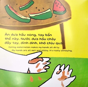 ehon kĩ năng sống - miu miu tự lập: rửa tay (từ 1 - 6 tuổi) (song ngữ anh - việt) - Ảnh 3