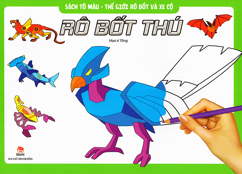 sách tô màu - thế giới rô bốt và xe cộ - rô bốt thú (tái bản 2018) - Ảnh 2